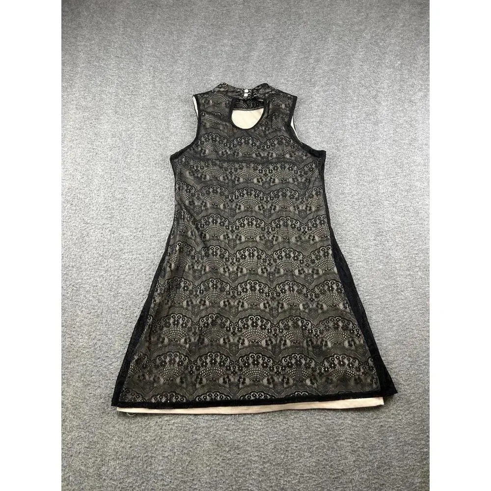 Diane von Furstenberg Black Lace‎ Sleeveless Dress Small
